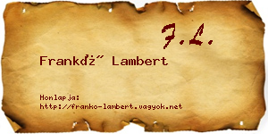 Frankó Lambert névjegykártya